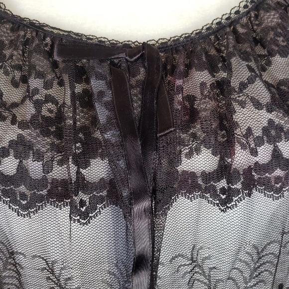 Vintage Van Roalte Radcliffe Lace Negligee Set Nightie and Robe S Black EUC - Picture 12 of 16